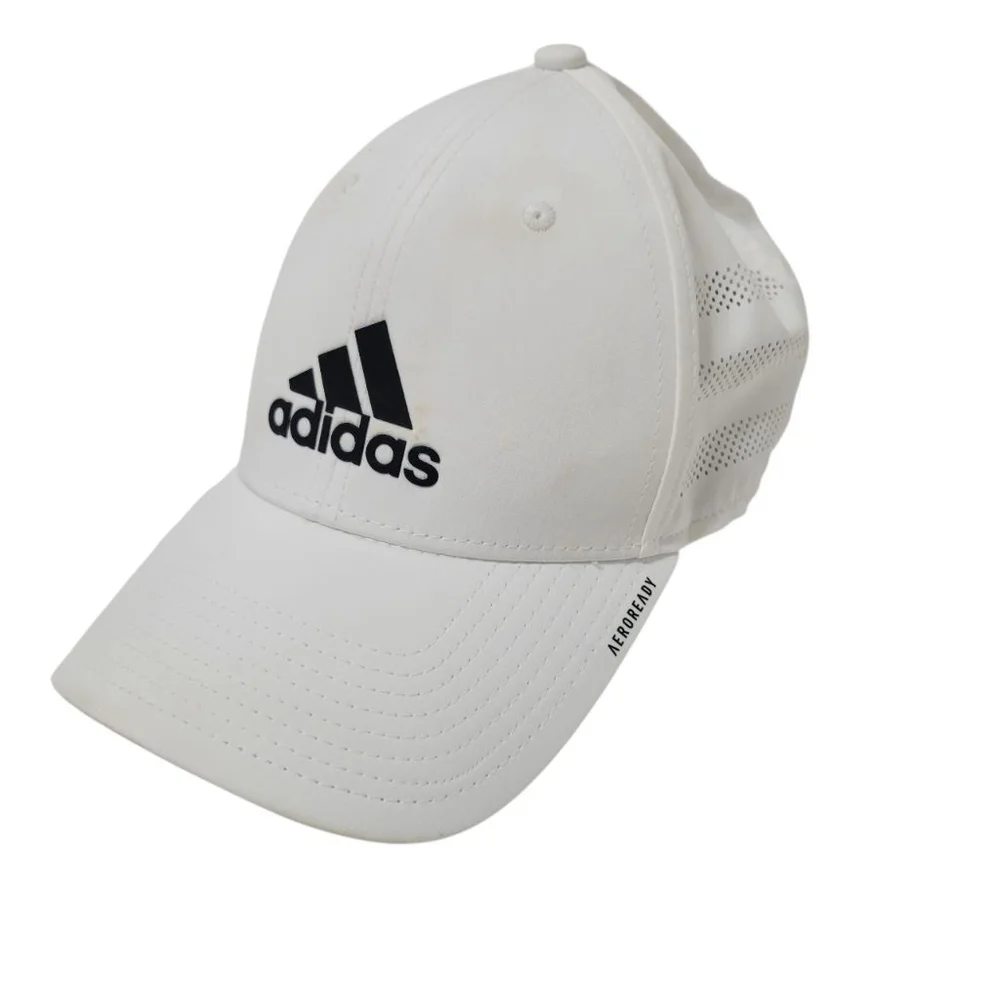Adidas Baseball Hat Cap White One Size Embroidered Logo Excellent Condition